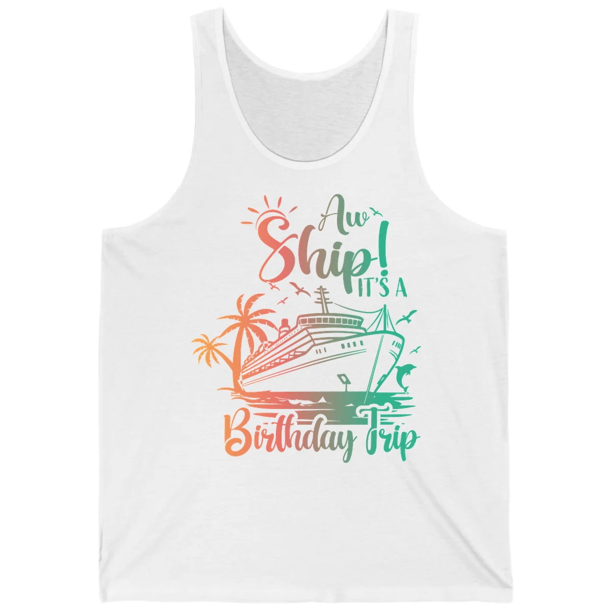 Ahoy It's A Birthday Trip Tank in White