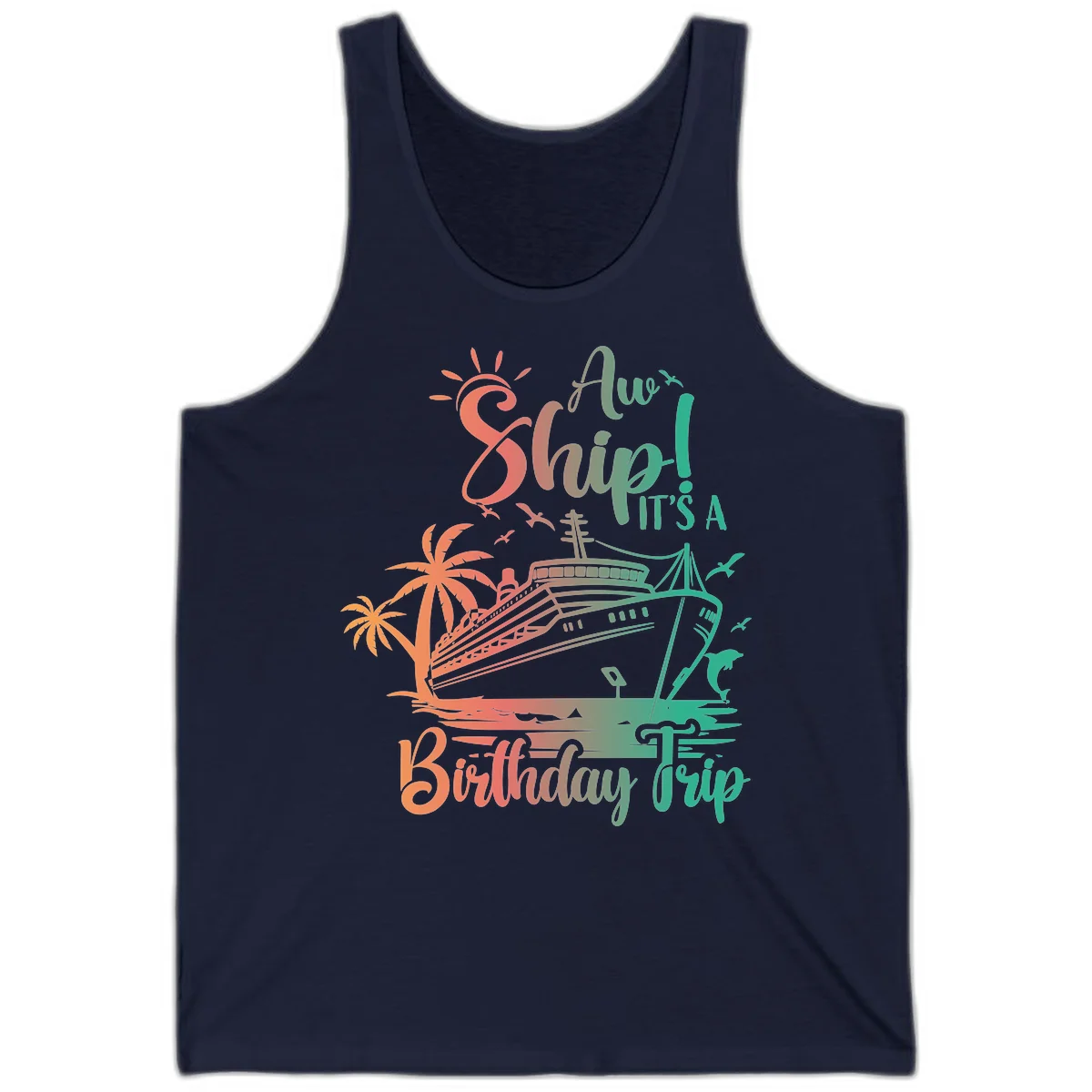 Ahoy It's A Birthday Trip Tank in Navy