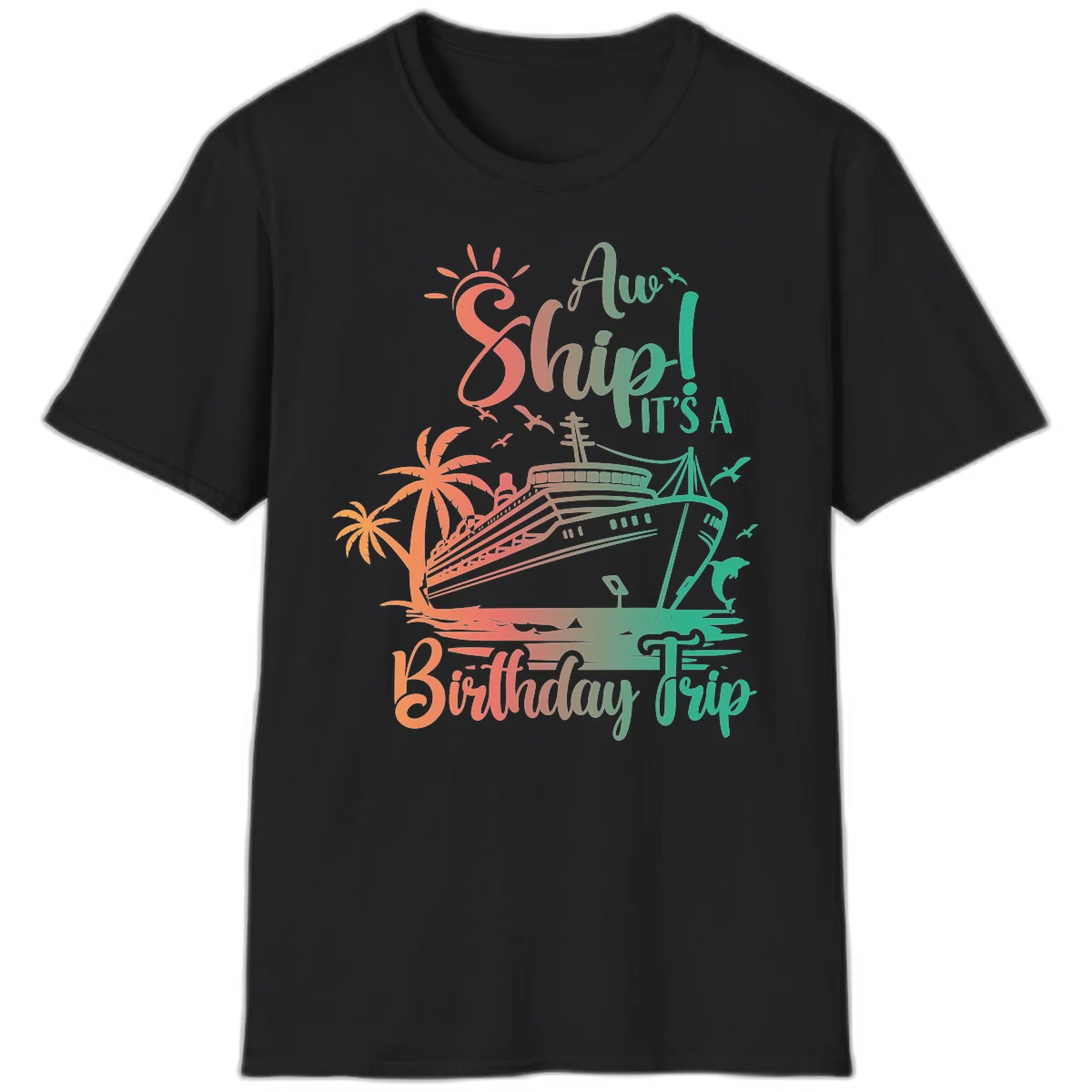 Ahoy It's A Birthday Trip T-Shirt in Black