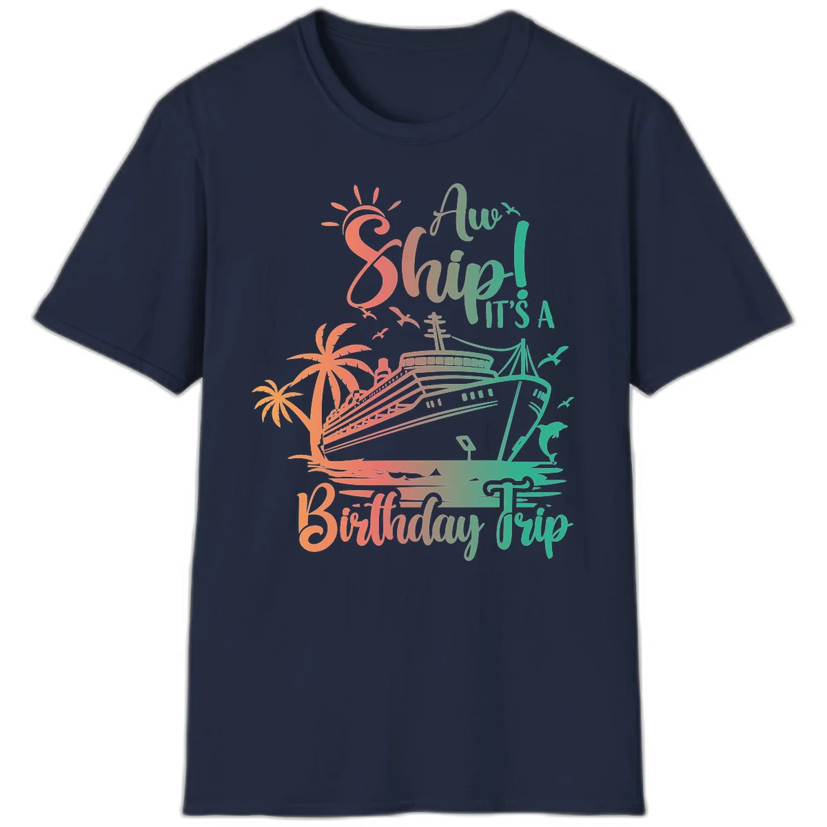 Ahoy It's A Birthday Trip T-Shirt in Navy