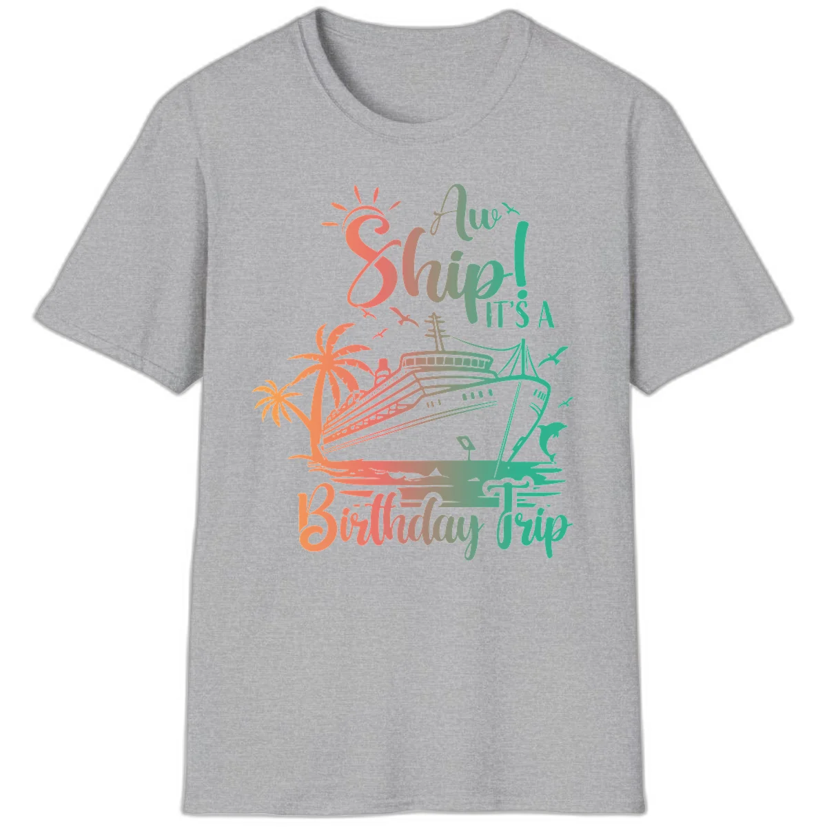 Ahoy It's A Birthday Trip T-Shirt in Sport Grey