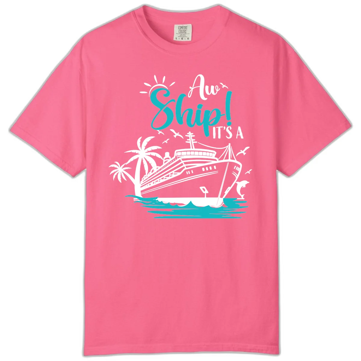 Aw Ship It's A Cruise Comfort Color Tee in Crunchberry