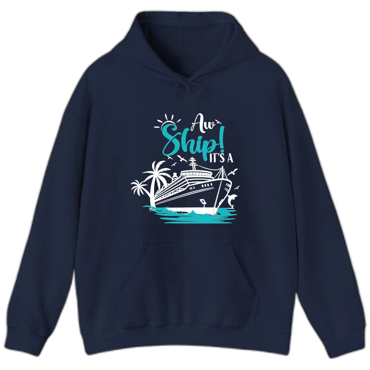 Aw Ship It's A Cruise Hoodie in Navy
