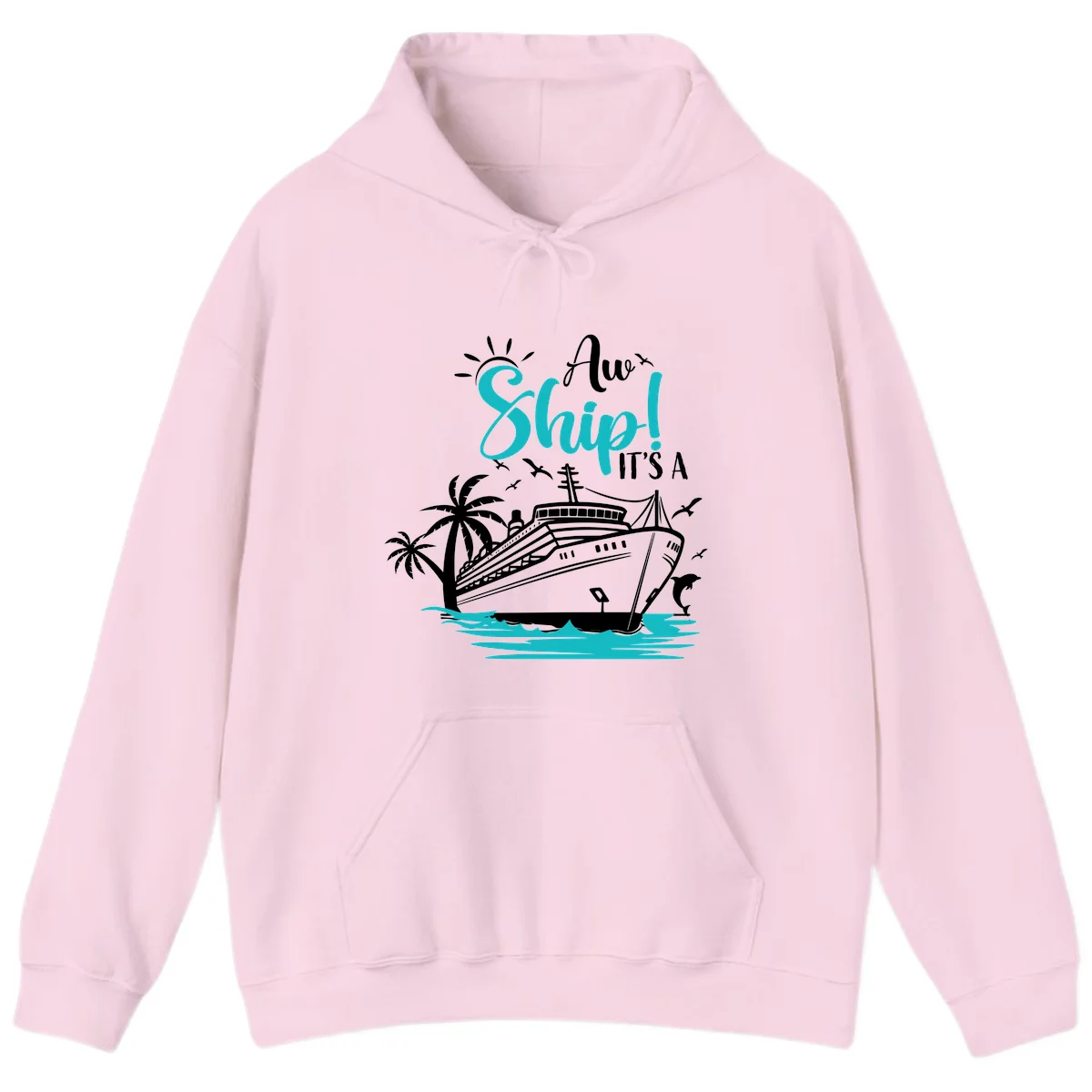 Aw Ship It's A Cruise Hoodie in Light Pink