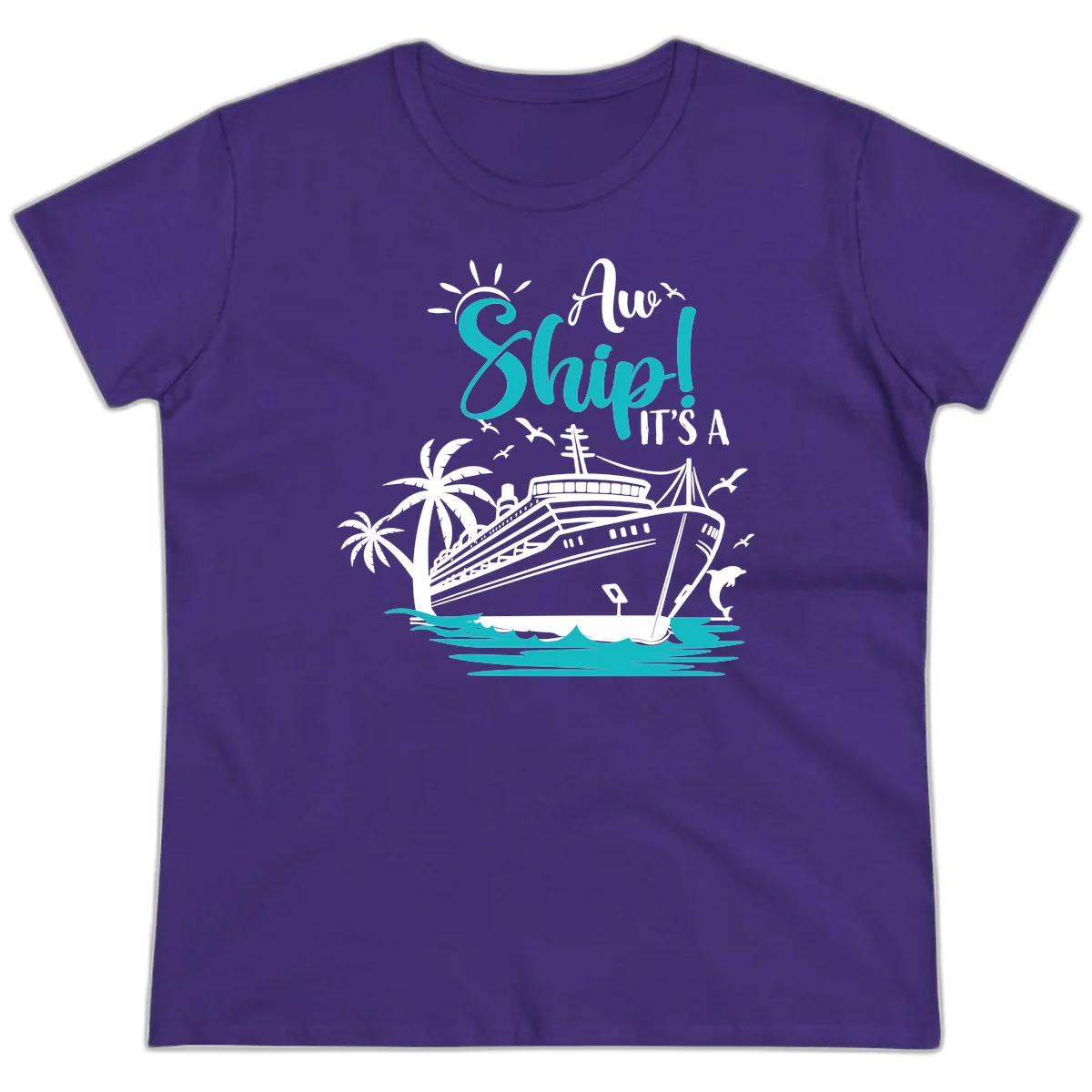 Aw Ship It's A Cruise Ladies Tee in Purple