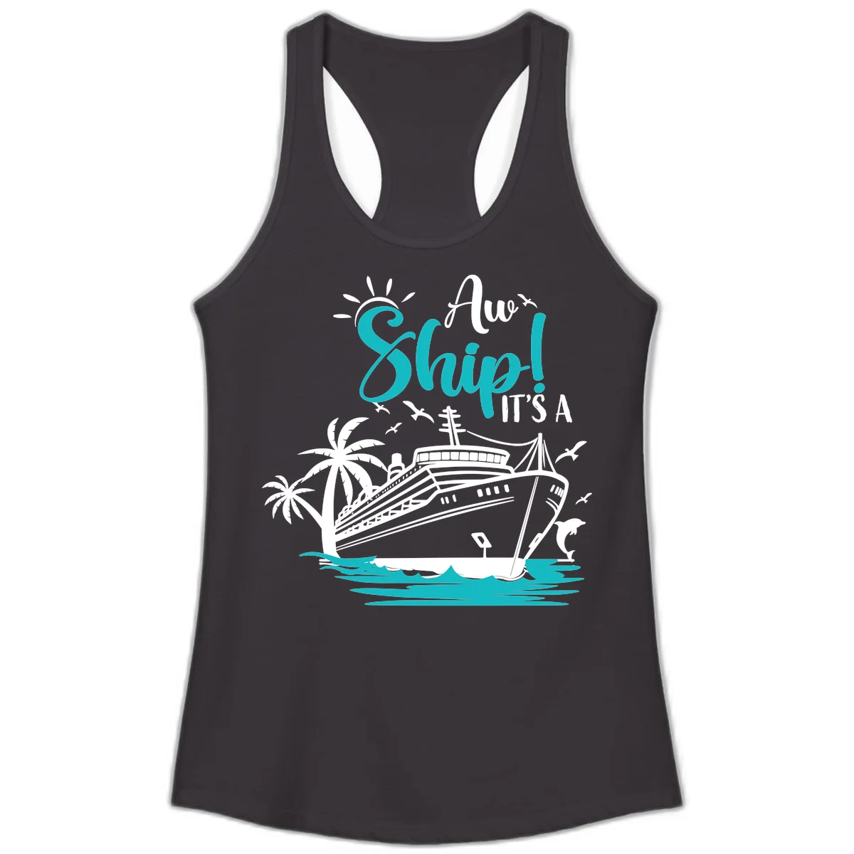 Aw Ship It's A Cruise Ladies Tank in Black