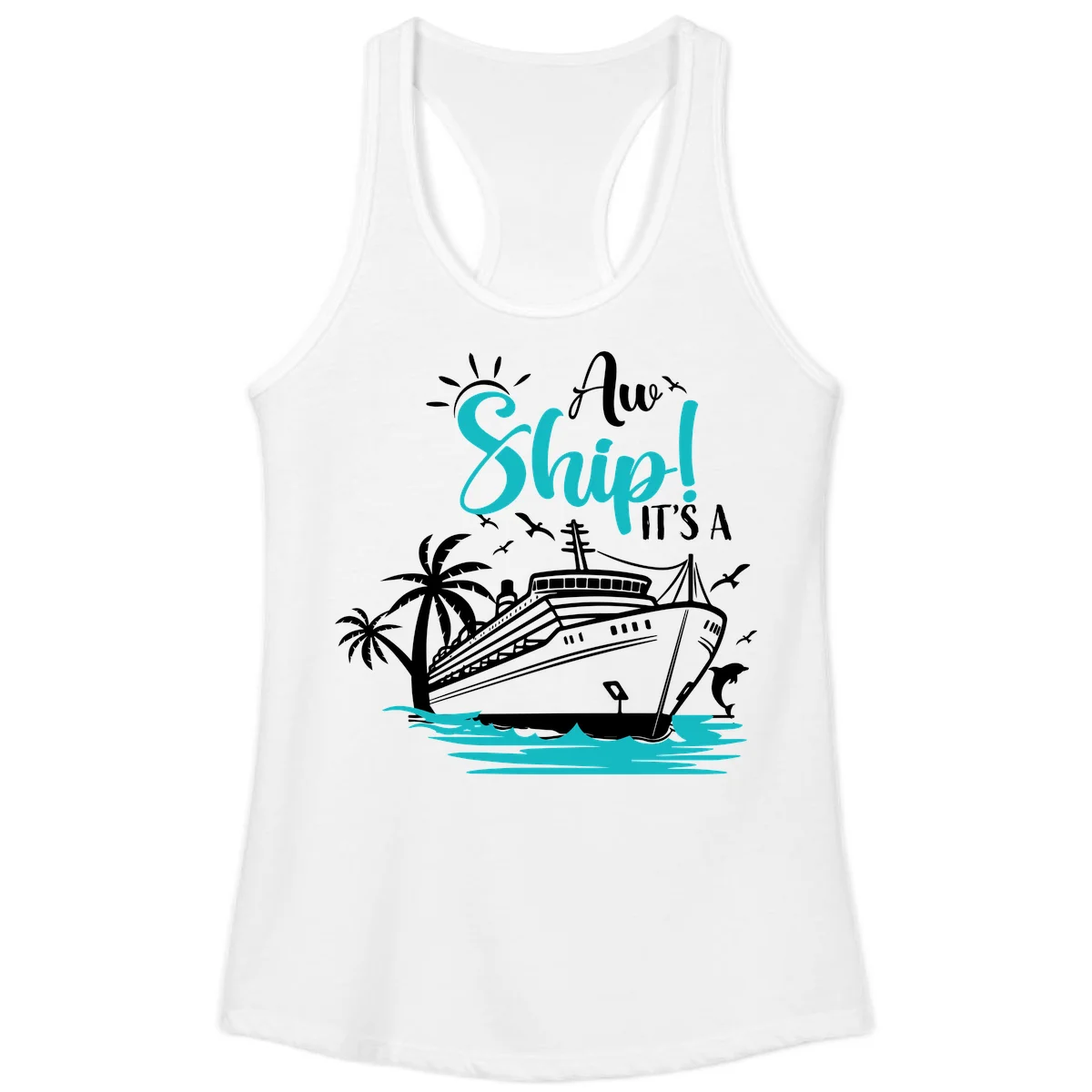 Aw Ship It's A Cruise Ladies Tank in White