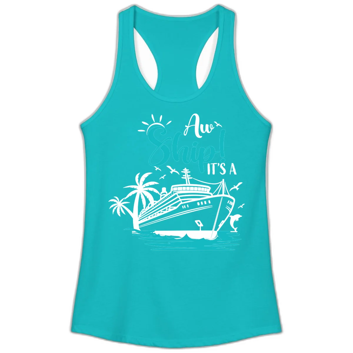 Aw Ship It's A Cruise Ladies Tank in Tahiti Blue