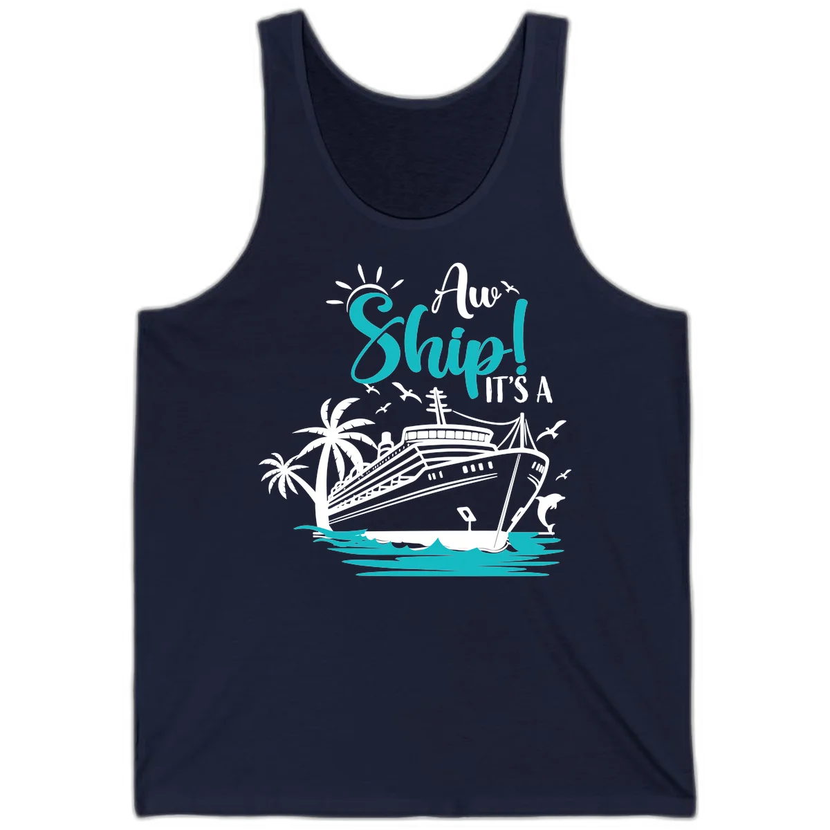 Aw Ship It's A Cruise Tank Top in Navy