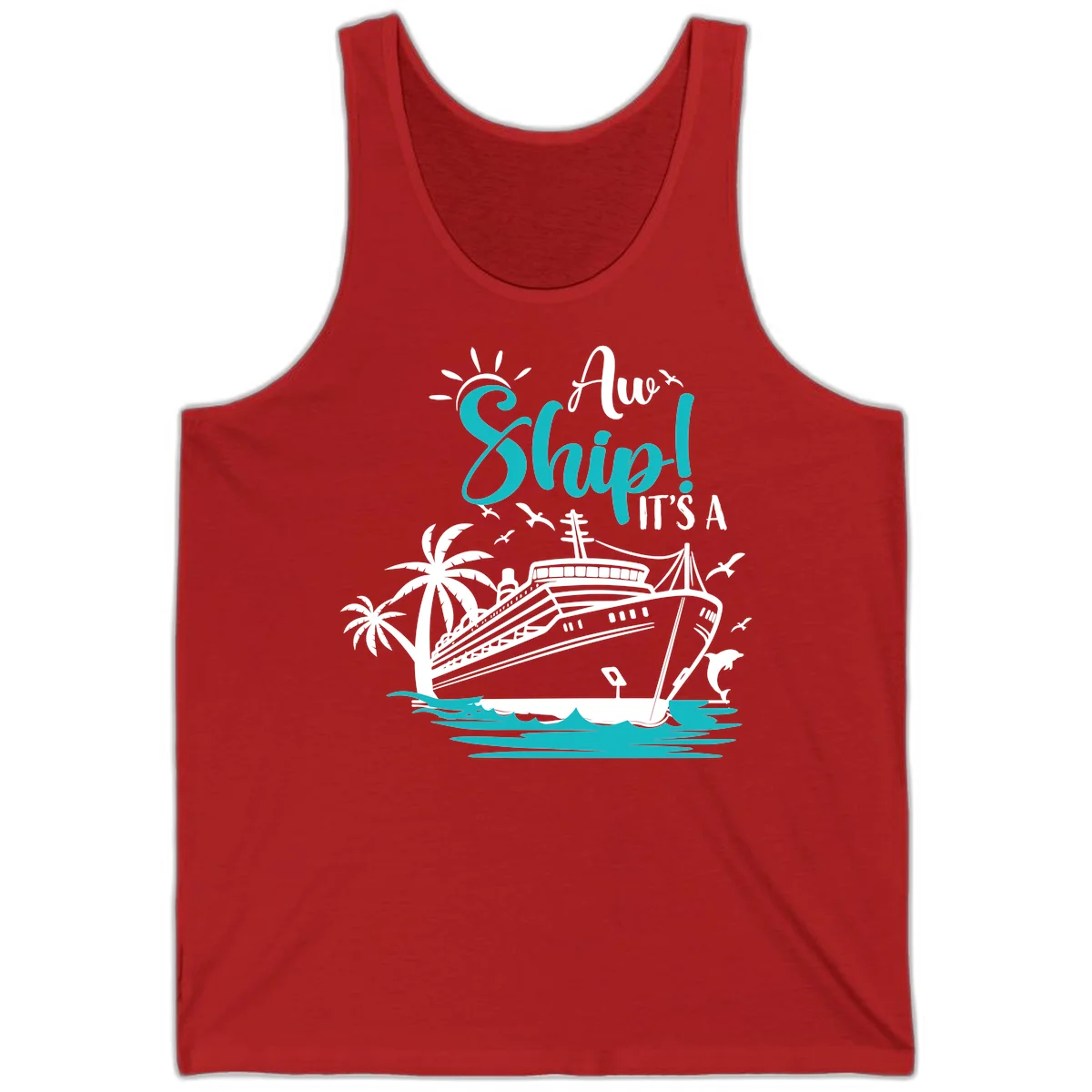 Aw Ship It's A Cruise Tank Top in Red