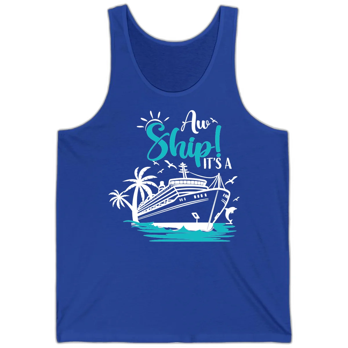 Aw Ship It's A Cruise Tank Top in True Royal