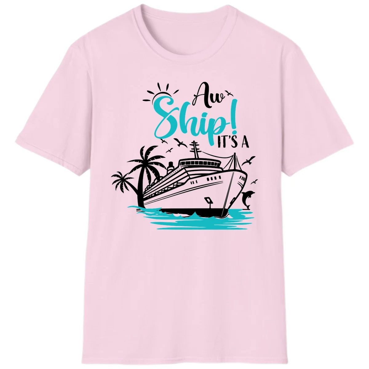 Aw Ship It's A Cruise T-Shirt in Light Pink