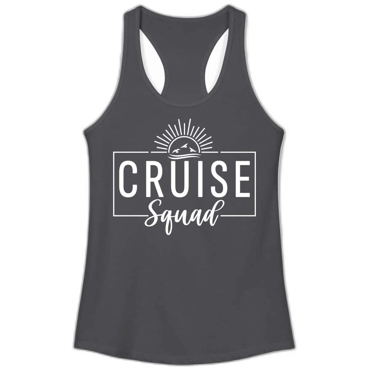 Cruise Squad Sunrise Ladies Tank in Solid Dark Gray