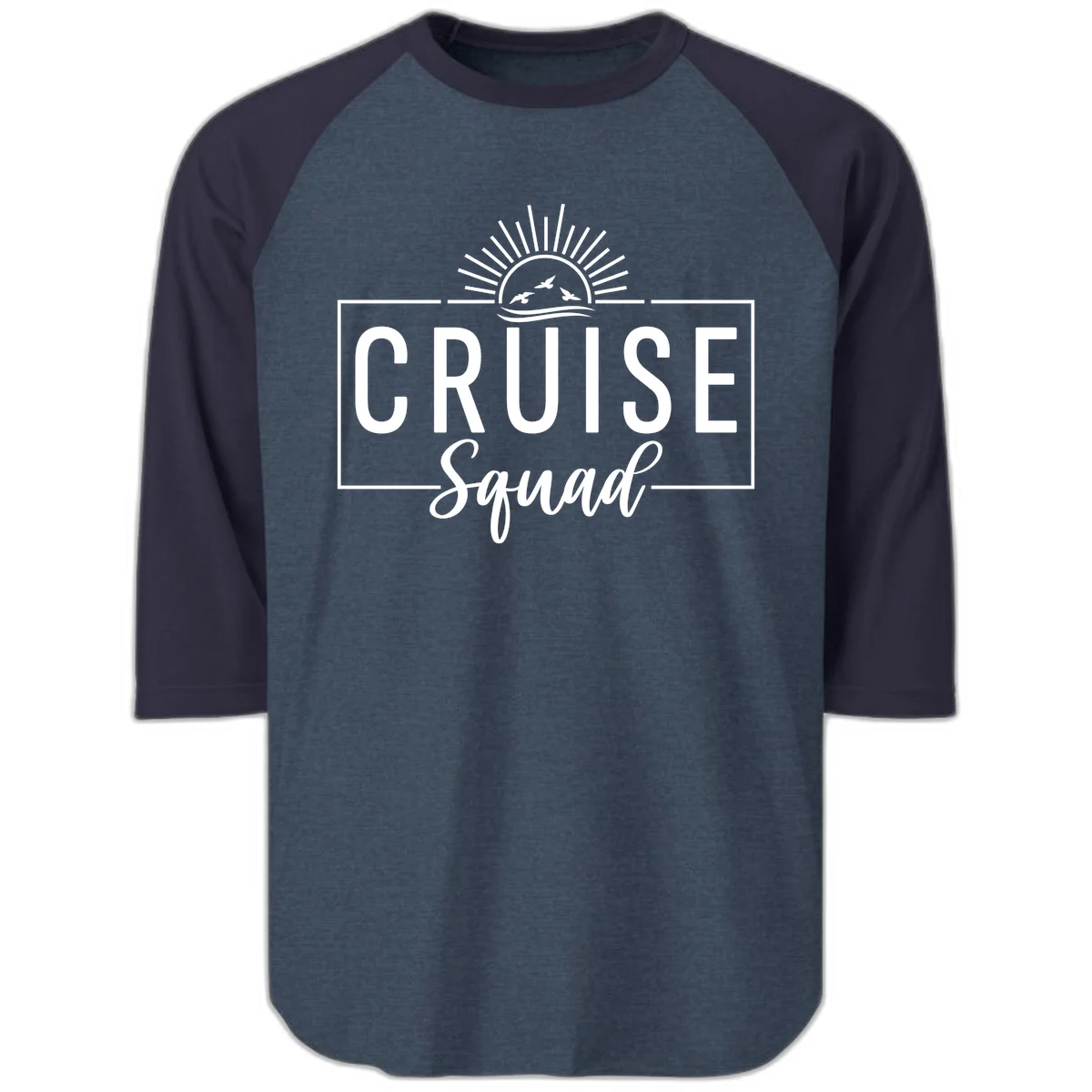 Cruise Squad Sunrise Raglan 3/4 in Heather Denim Navy