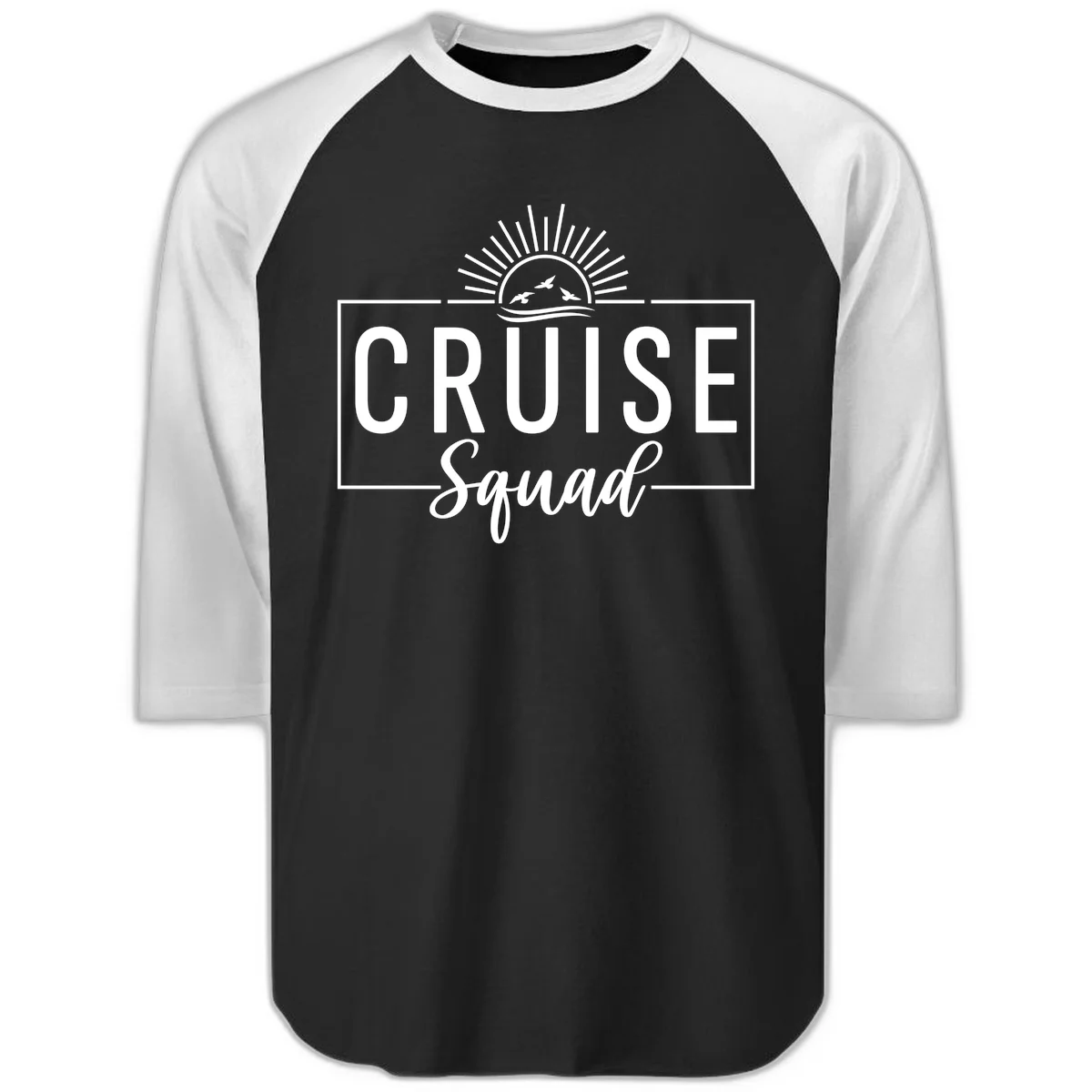 Cruise Squad Sunrise Raglan 3/4 in Black White