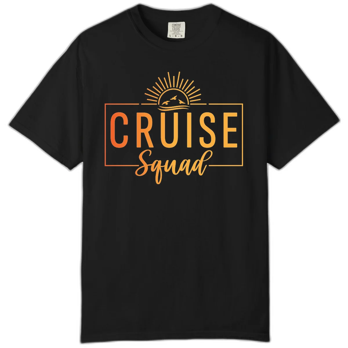 Cruise Squad Sunrise Comfort Color T-Shirt in Black