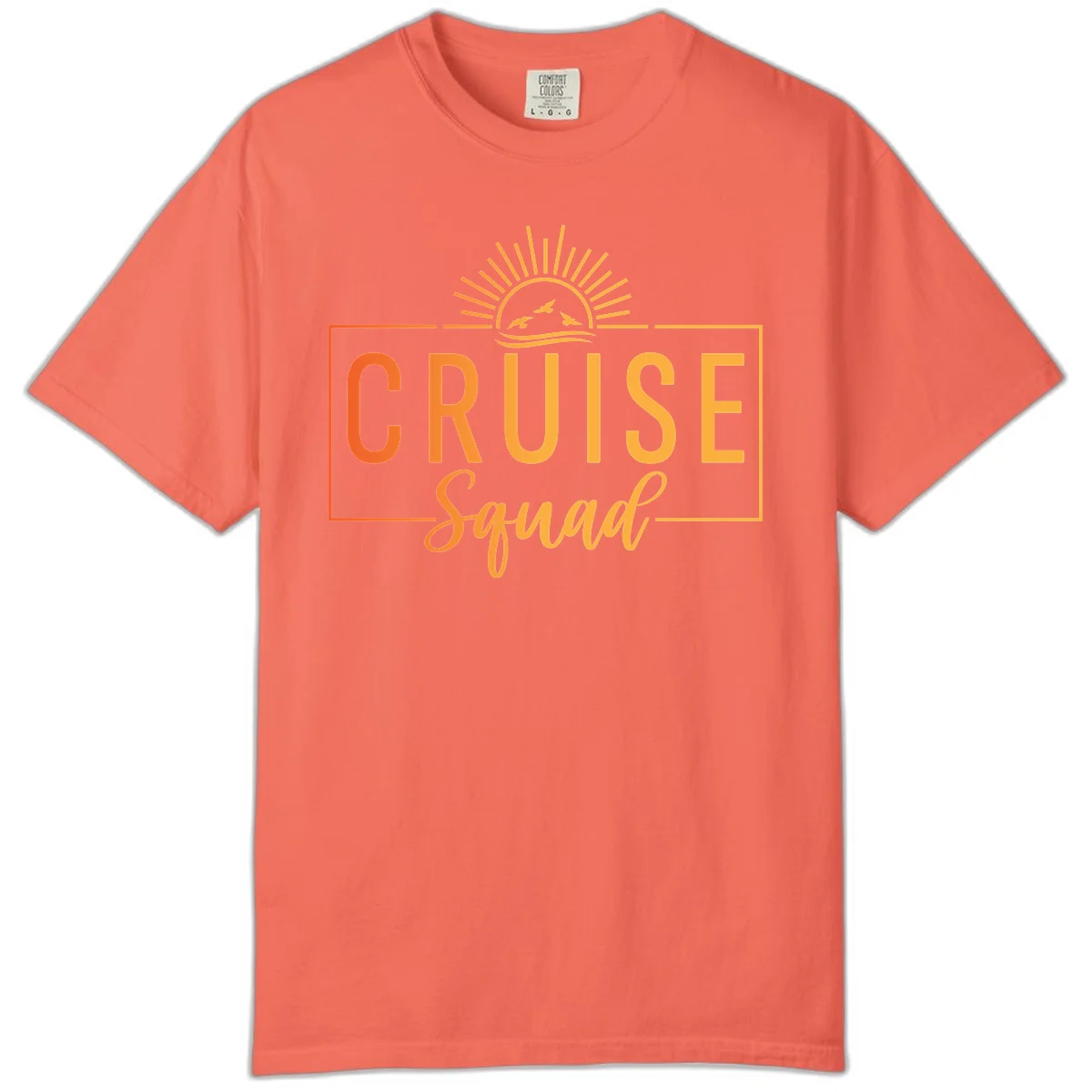 Cruise Squad Sunrise Comfort Color T-Shirt in Bright Salmon