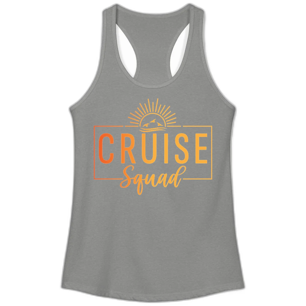 Cruise Squad Sunrise Ladies Tank Top in Heather Grey