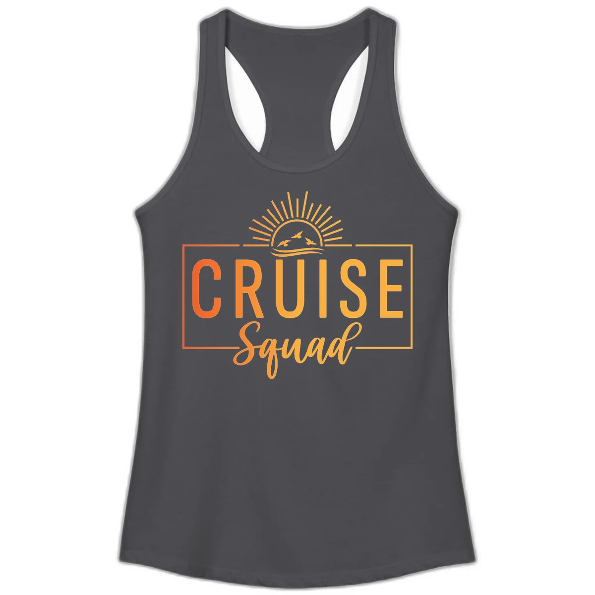 Cruise Squad Sunrise Ladies Tank Top in Solid Dark Gray