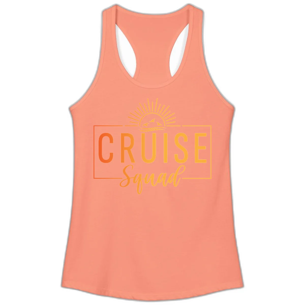 Cruise Squad Sunrise Ladies Tank Top in Solid Light Orange