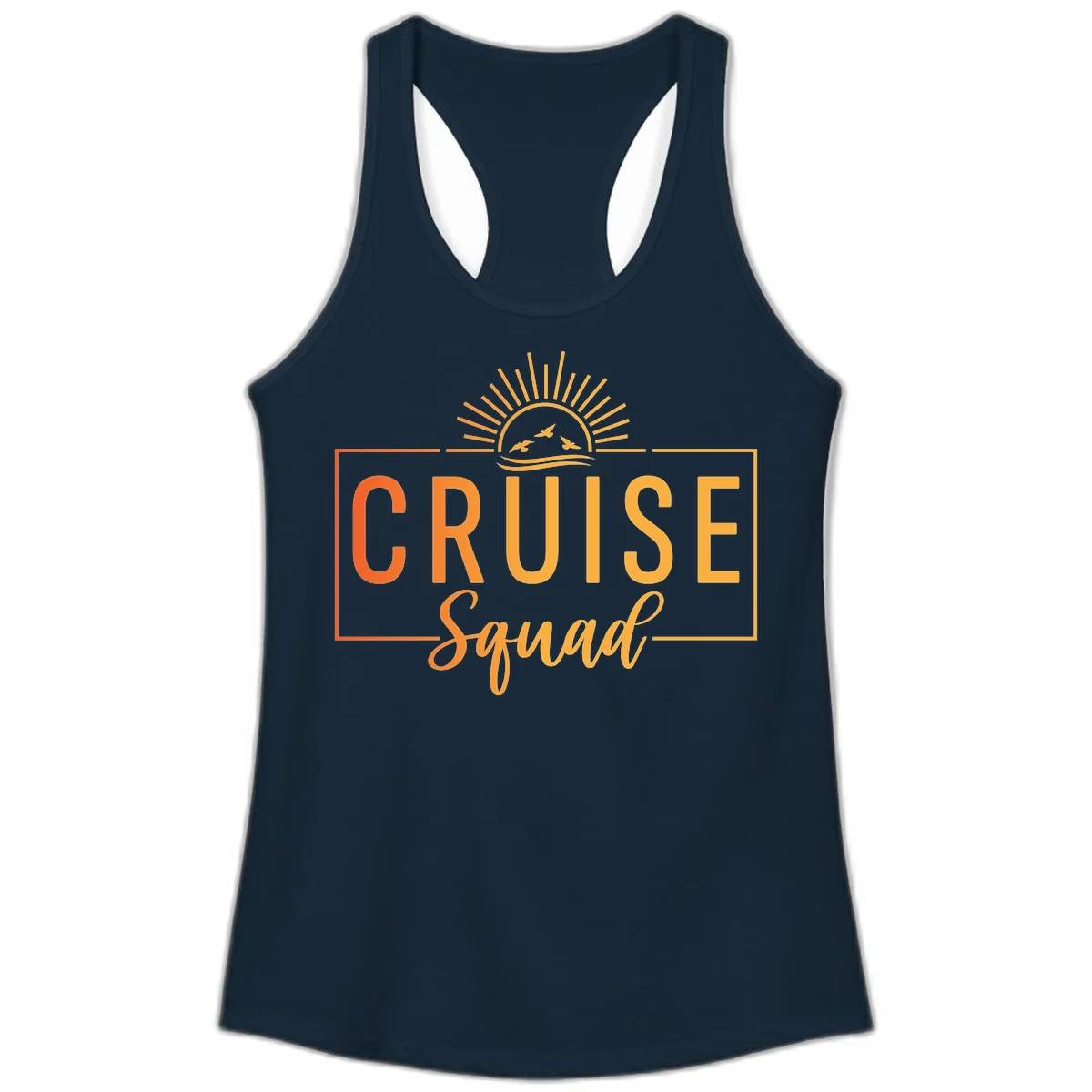 Cruise Squad Sunrise Ladies Tank Top in Solid Midnight Navy