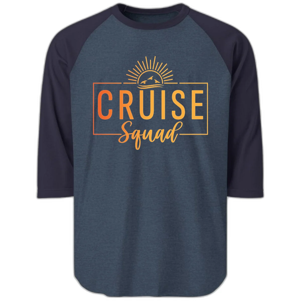 Cruise Squad Sunrise Raglan 3/4 Sleeve in Heather Denim Navy