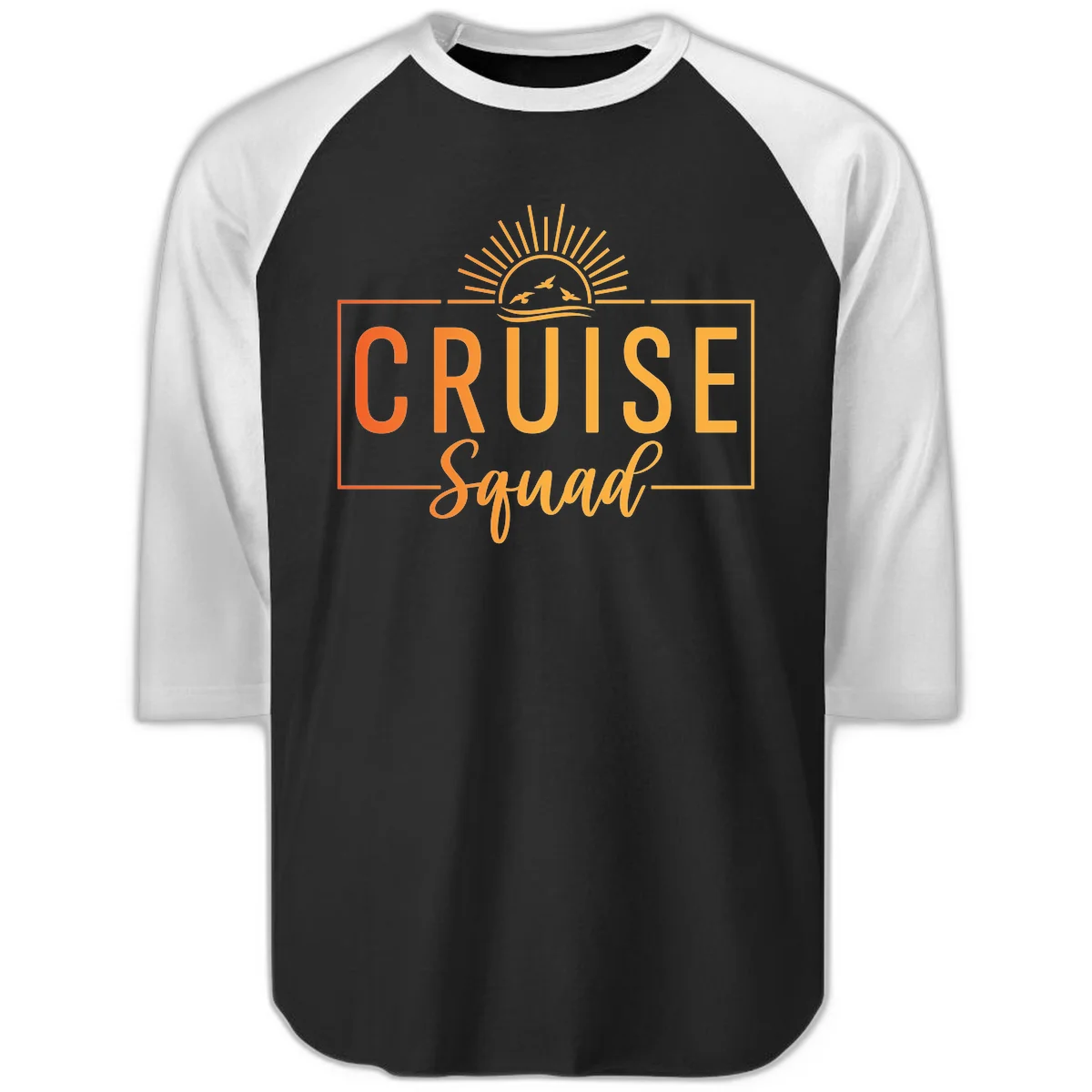Cruise Squad Sunrise Raglan 3/4 Sleeve in Black White