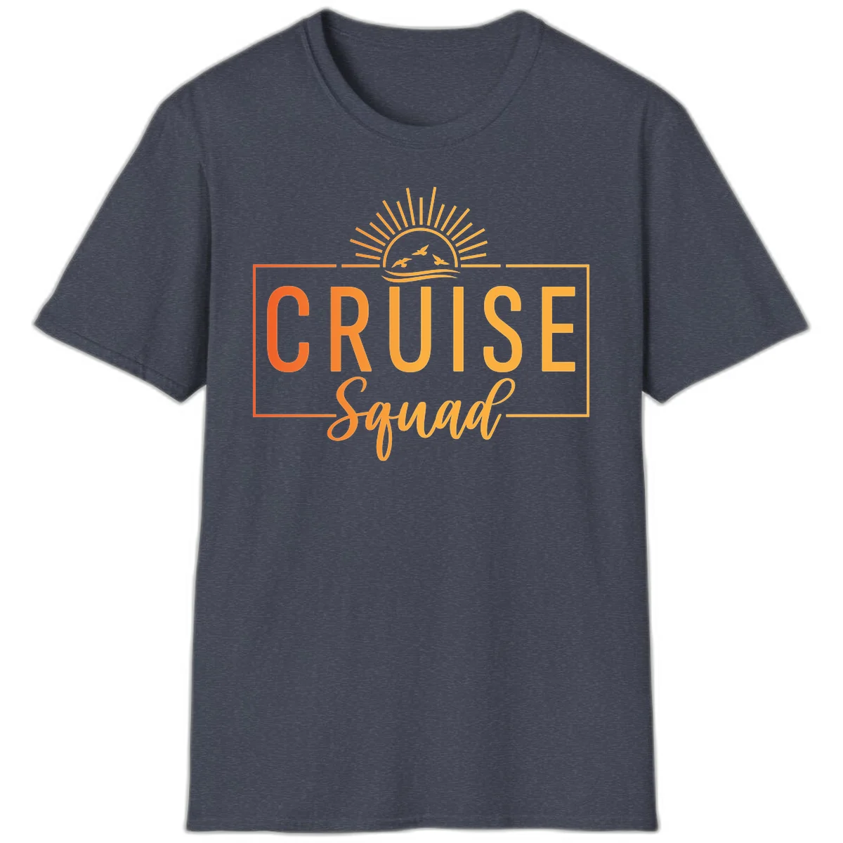 Cruise Squad Sunrise T-Shirt for Group Vacation in Heather Navy