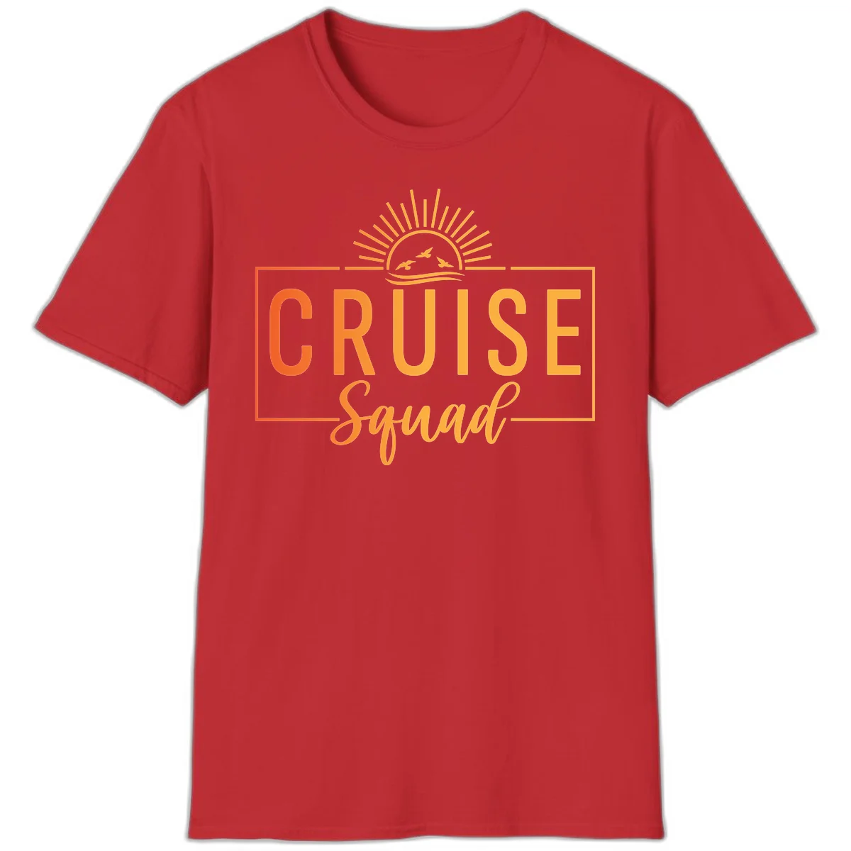 Cruise Squad Sunrise T-Shirt for Group Vacation in Red