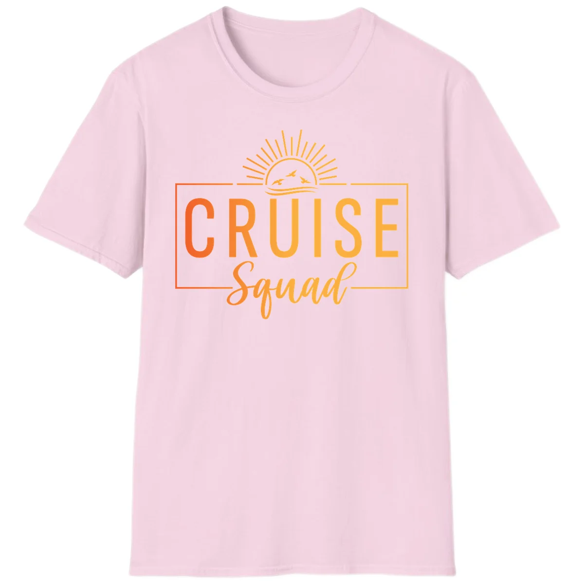 Cruise Squad Sunrise T-Shirt for Group Vacation in Light Pink