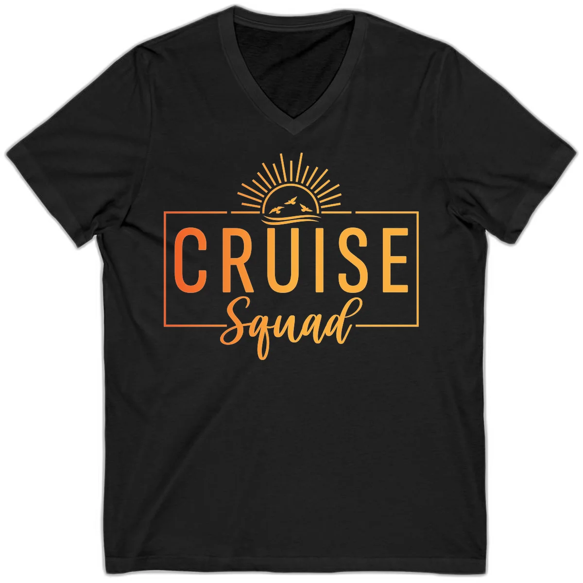Cruise Squad Sunrise V-Neck T-Shirt in Black