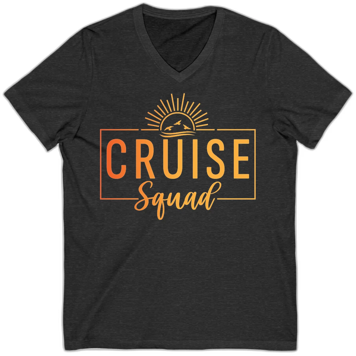 Cruise Squad Sunrise V-Neck T-Shirt in Dark Grey Heather