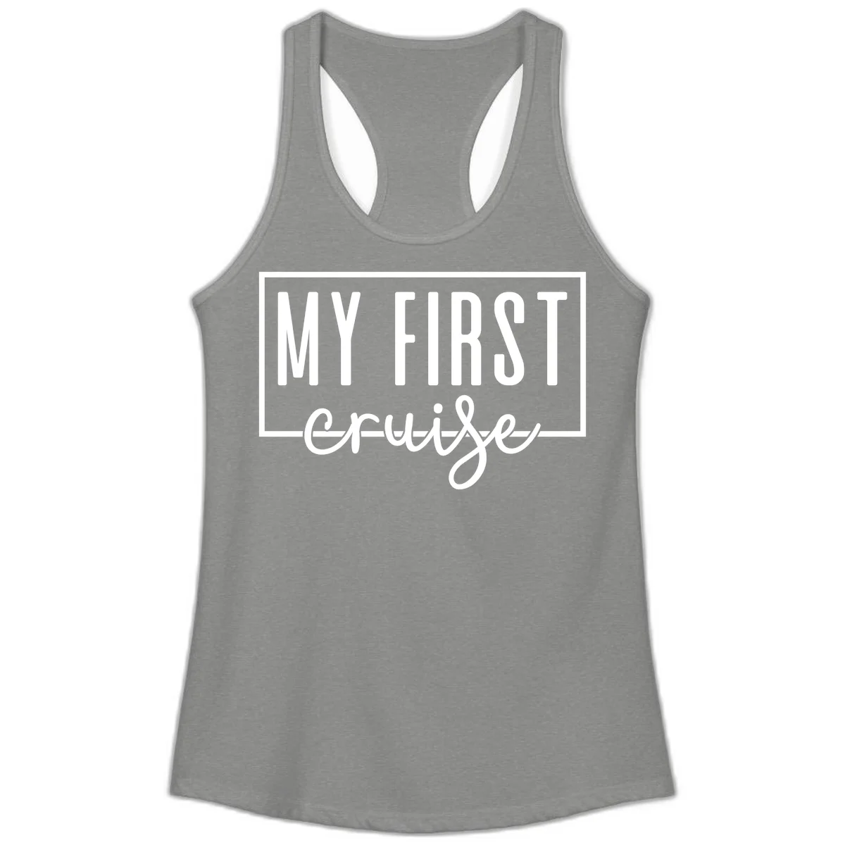 My First Cruise Ladies Tank Top in Heather Grey