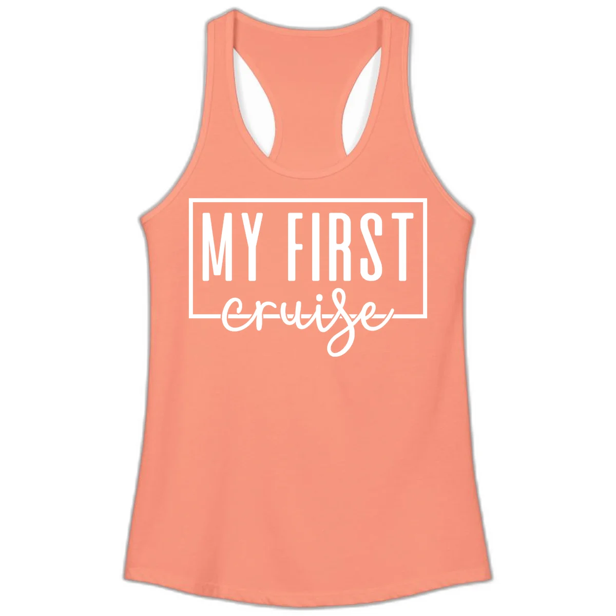 My First Cruise Ladies Tank Top in Solid Light Orange