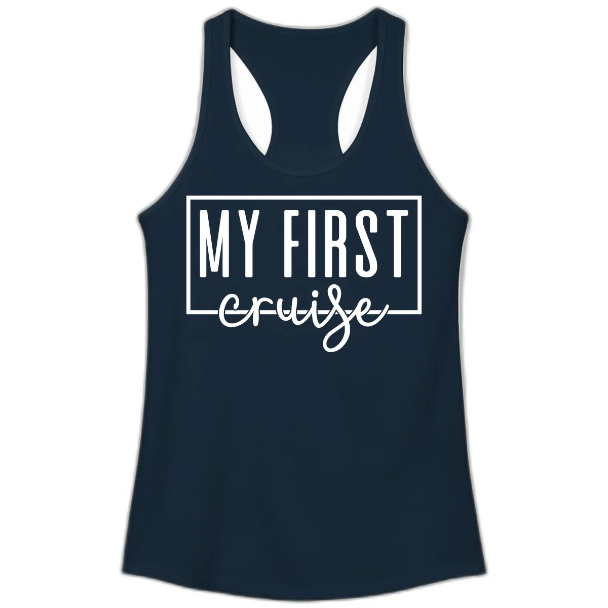 My First Cruise Ladies Tank Top in Solid Midnight Navy