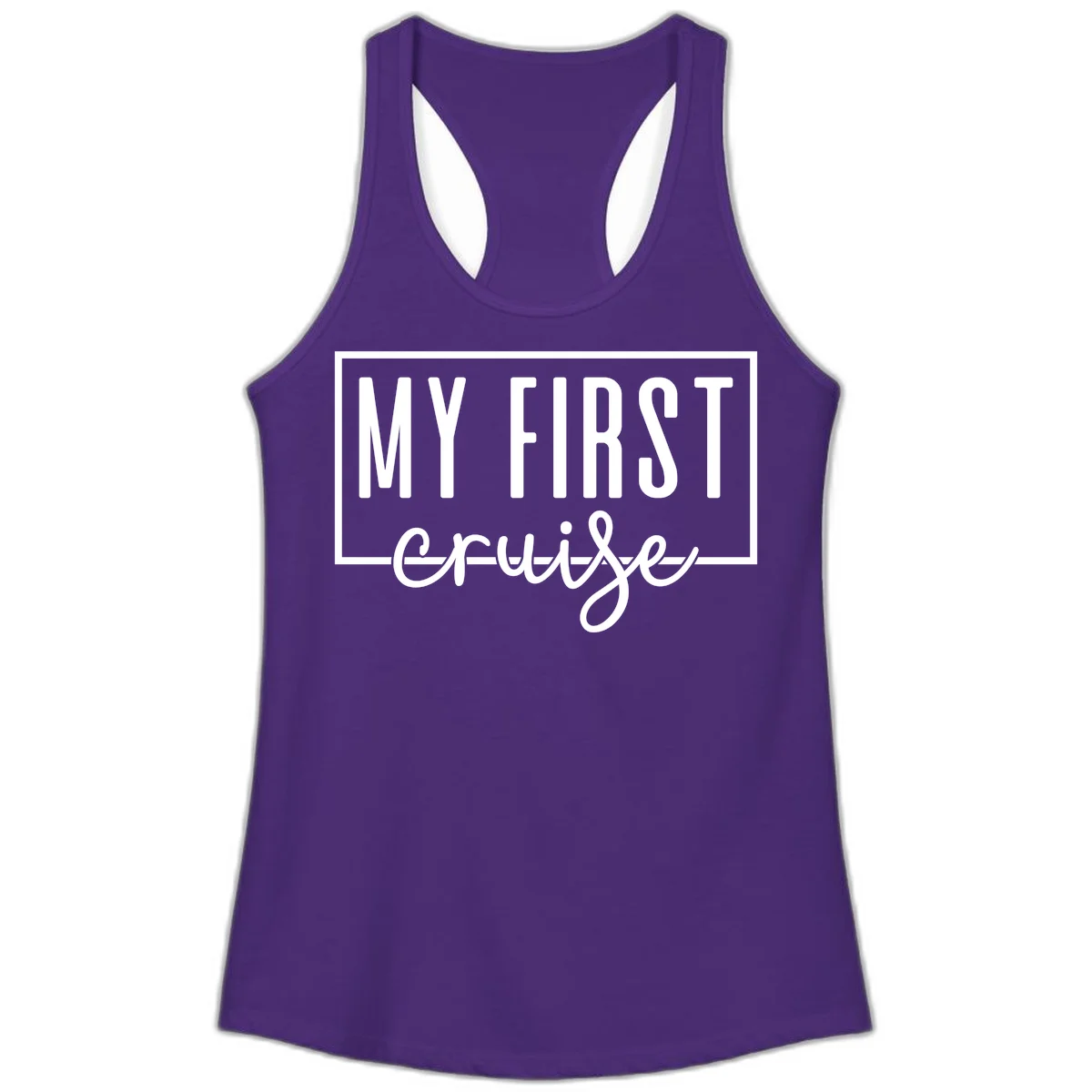 My First Cruise Ladies Tank Top in Solid Purple Rush