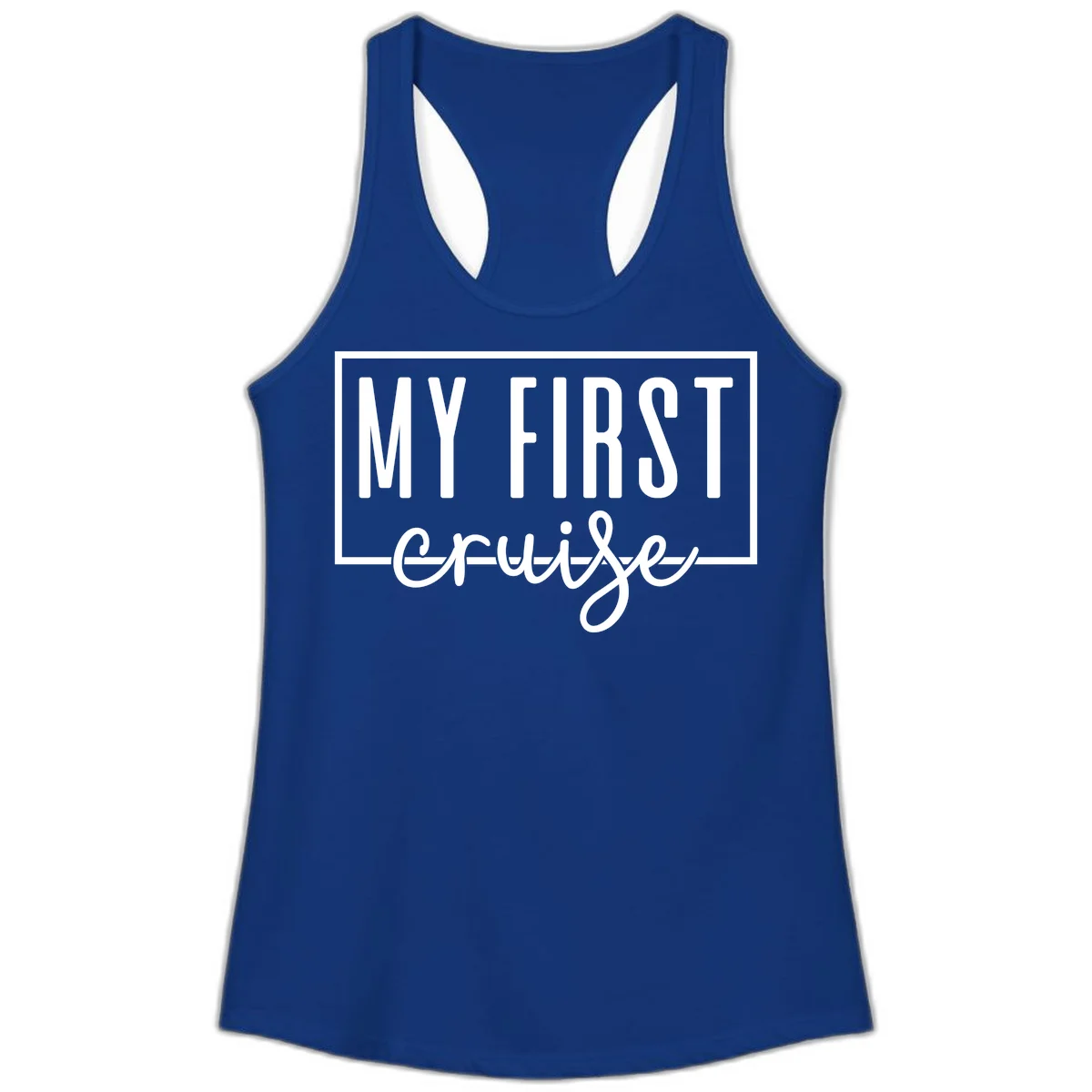 My First Cruise Ladies Tank Top in Solid Royal