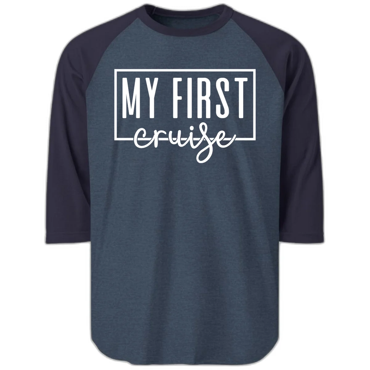 My First Cruise Raglan 3/4 Sleeve in Heather Denim Navy