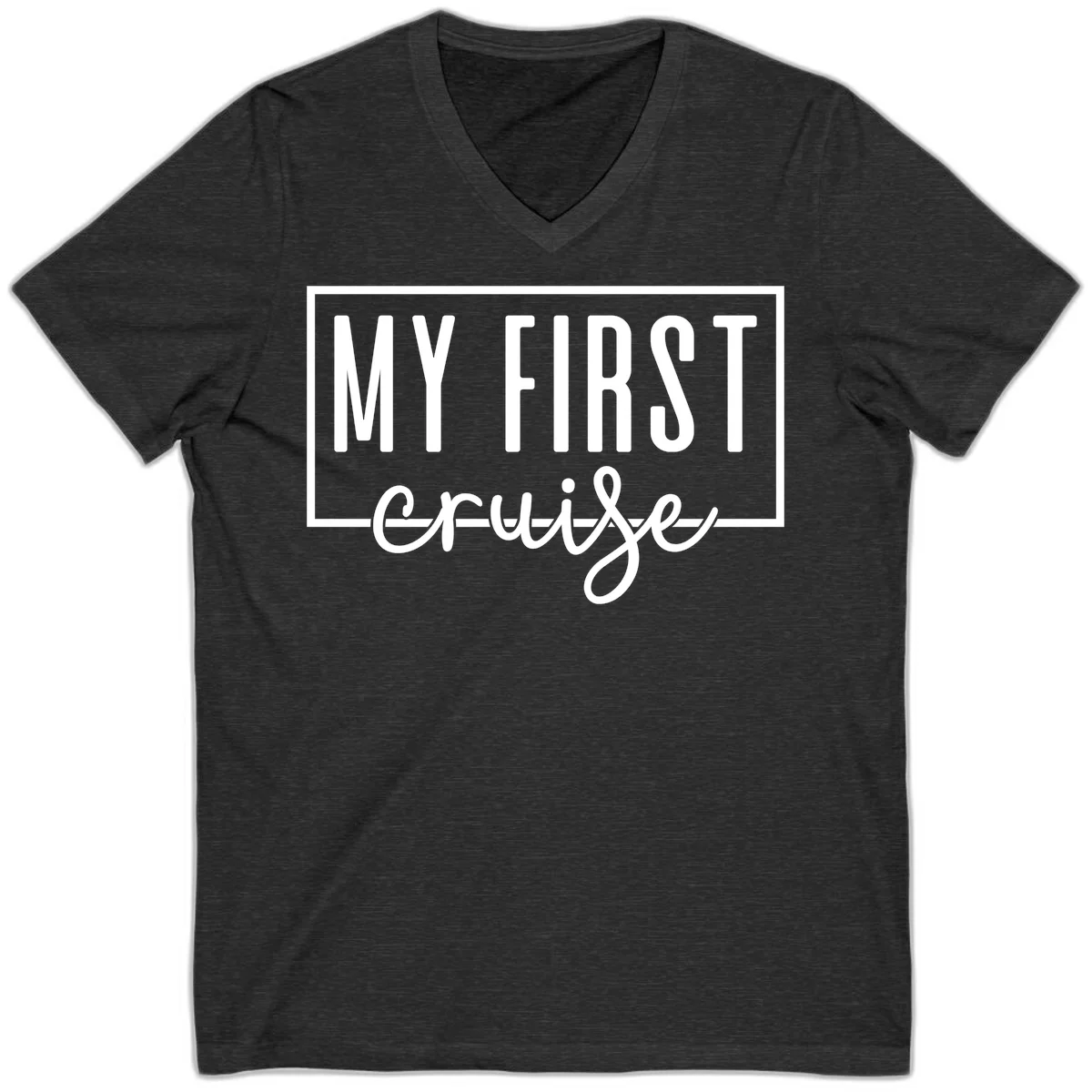 My First Cruise V-Neck T-Shirt in Dark Grey Heather