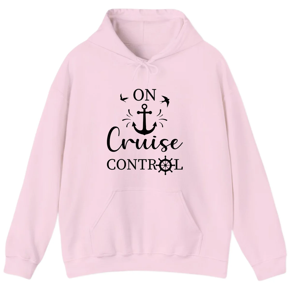 On Cruise Control Nautical Anchor Hoodie in Light Pink