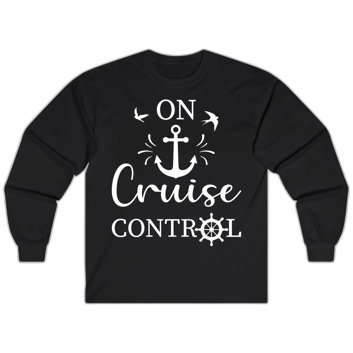 On Cruise Control Nautical Anchor Long Sleeve in Black
