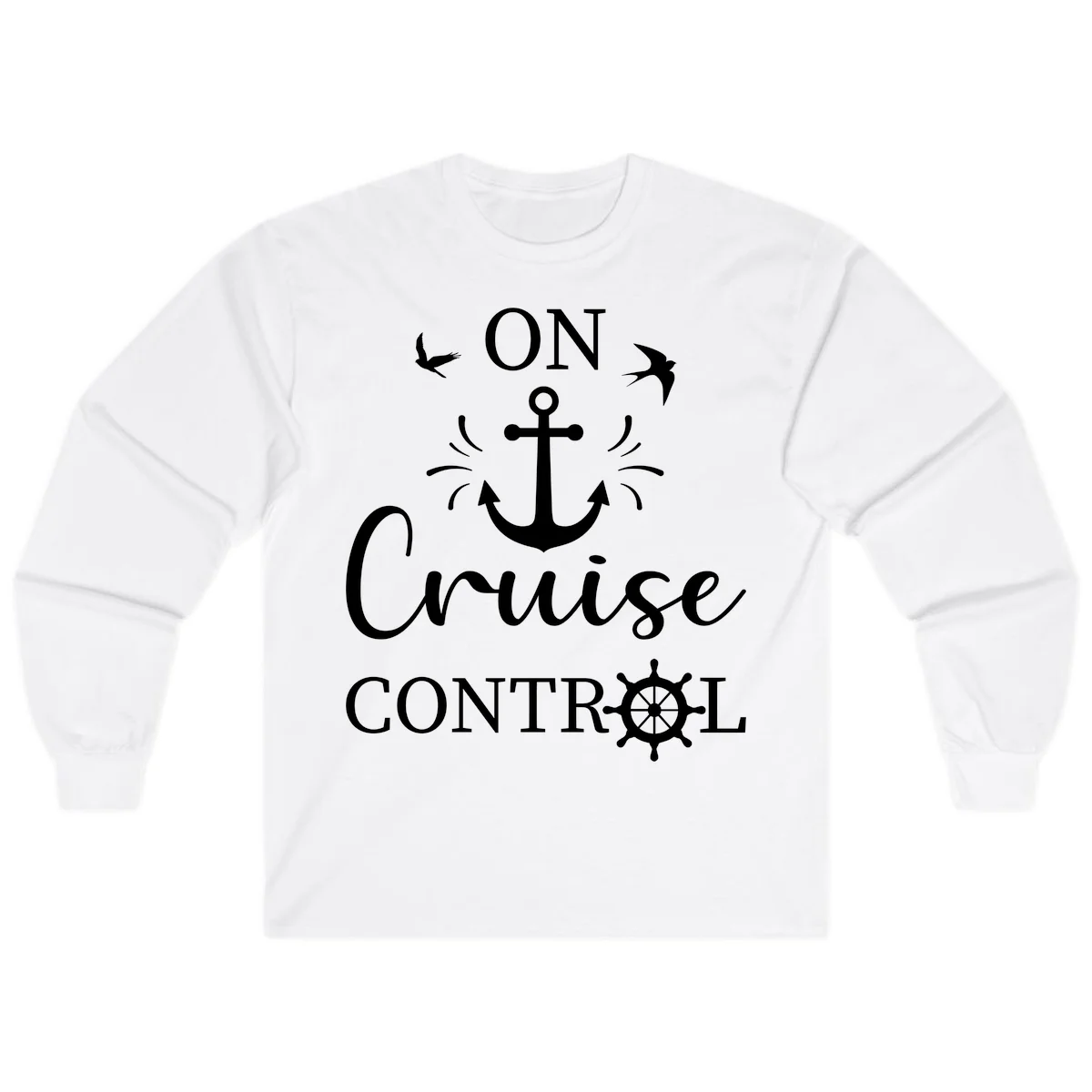 On Cruise Control Nautical Anchor Long Sleeve in White
