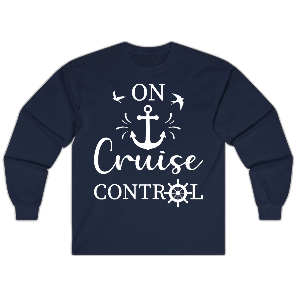 On Cruise Control Nautical Anchor Long Sleeve in Navy