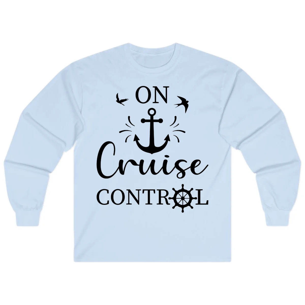 On Cruise Control Nautical Anchor Long Sleeve in Light Blue