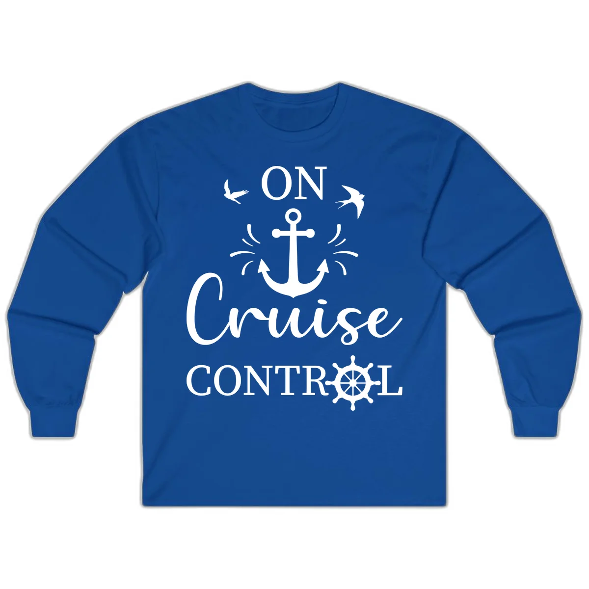 On Cruise Control Nautical Anchor Long Sleeve in Royal