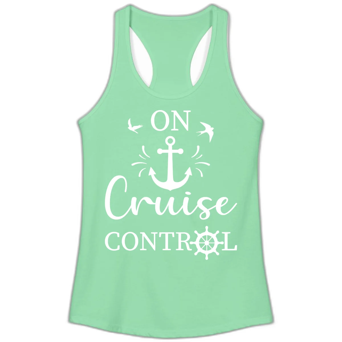 On Cruise Control Nautical Anchor Ladies Tank in Solid Mint