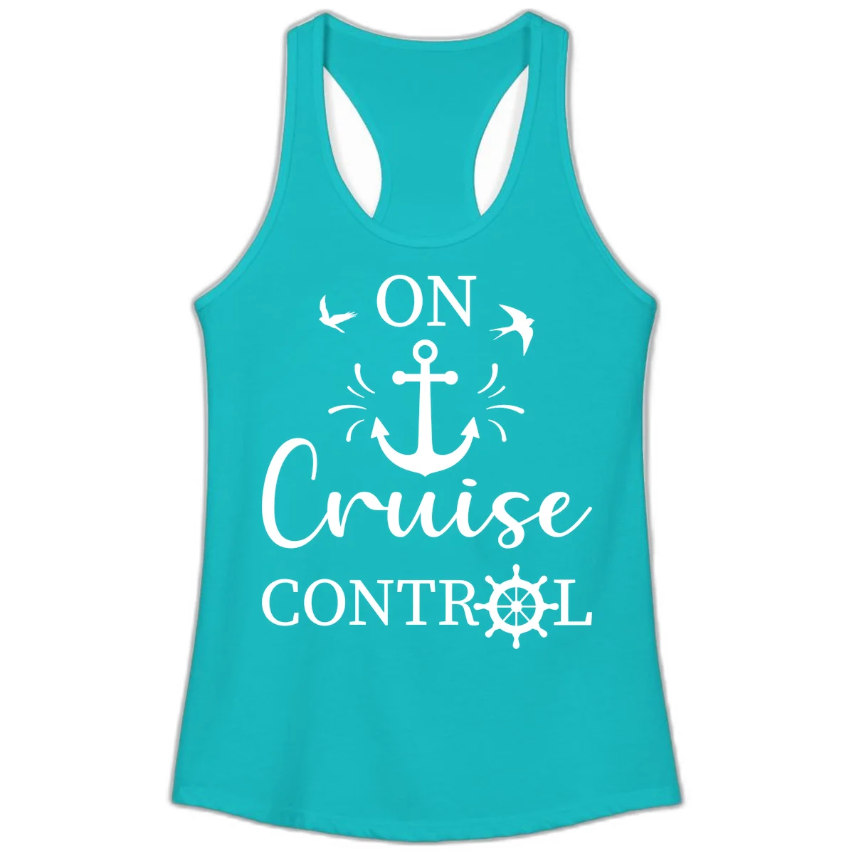 On Cruise Control Nautical Anchor Ladies Tank in Tahiti Blue