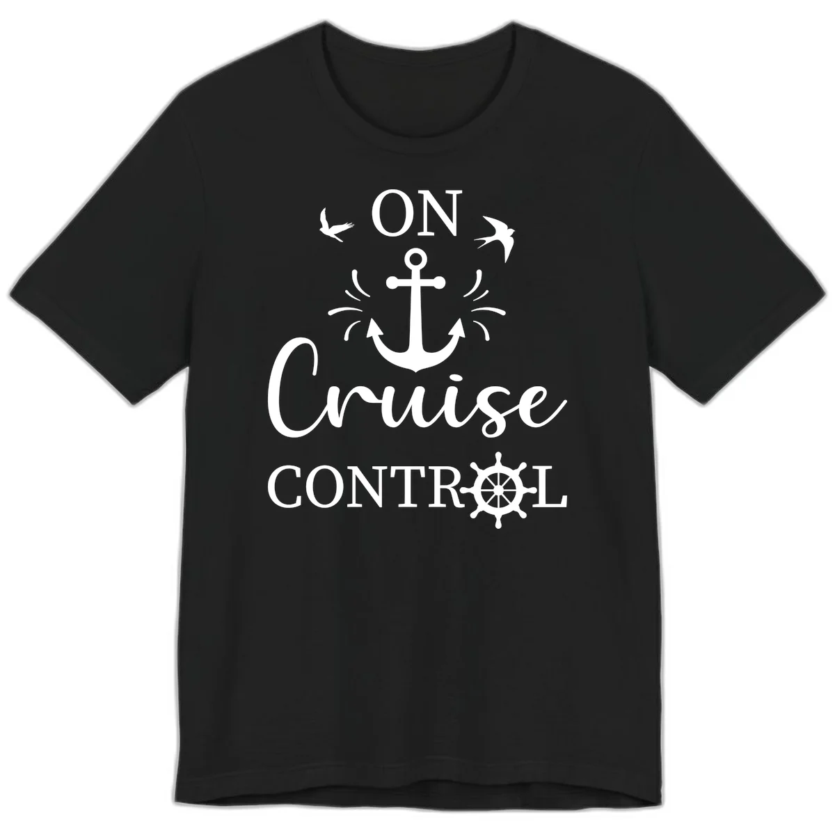 On Cruise Control Nautical Anchor Premium T-Shirt in Black