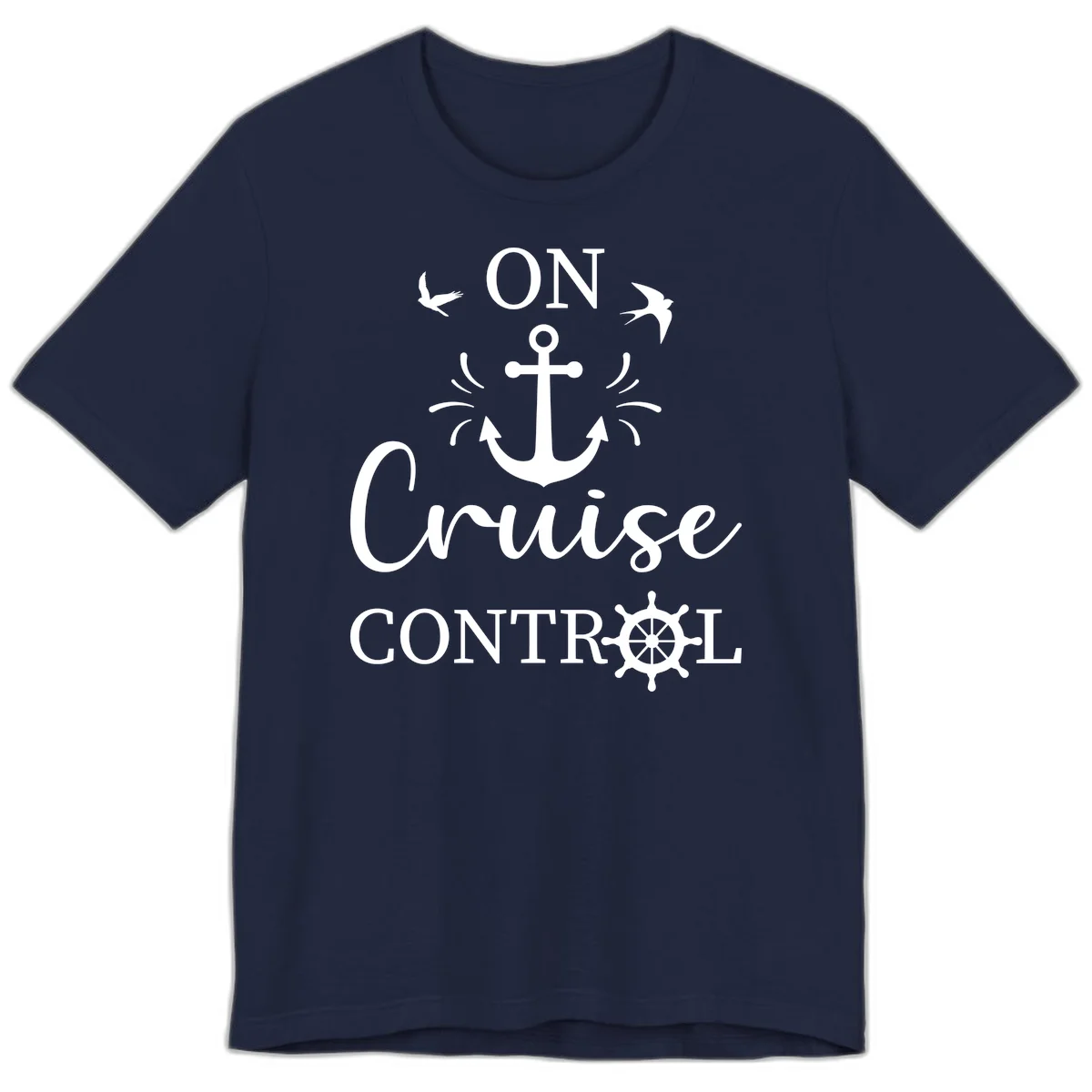 On Cruise Control Nautical Anchor Premium T-Shirt in Navy