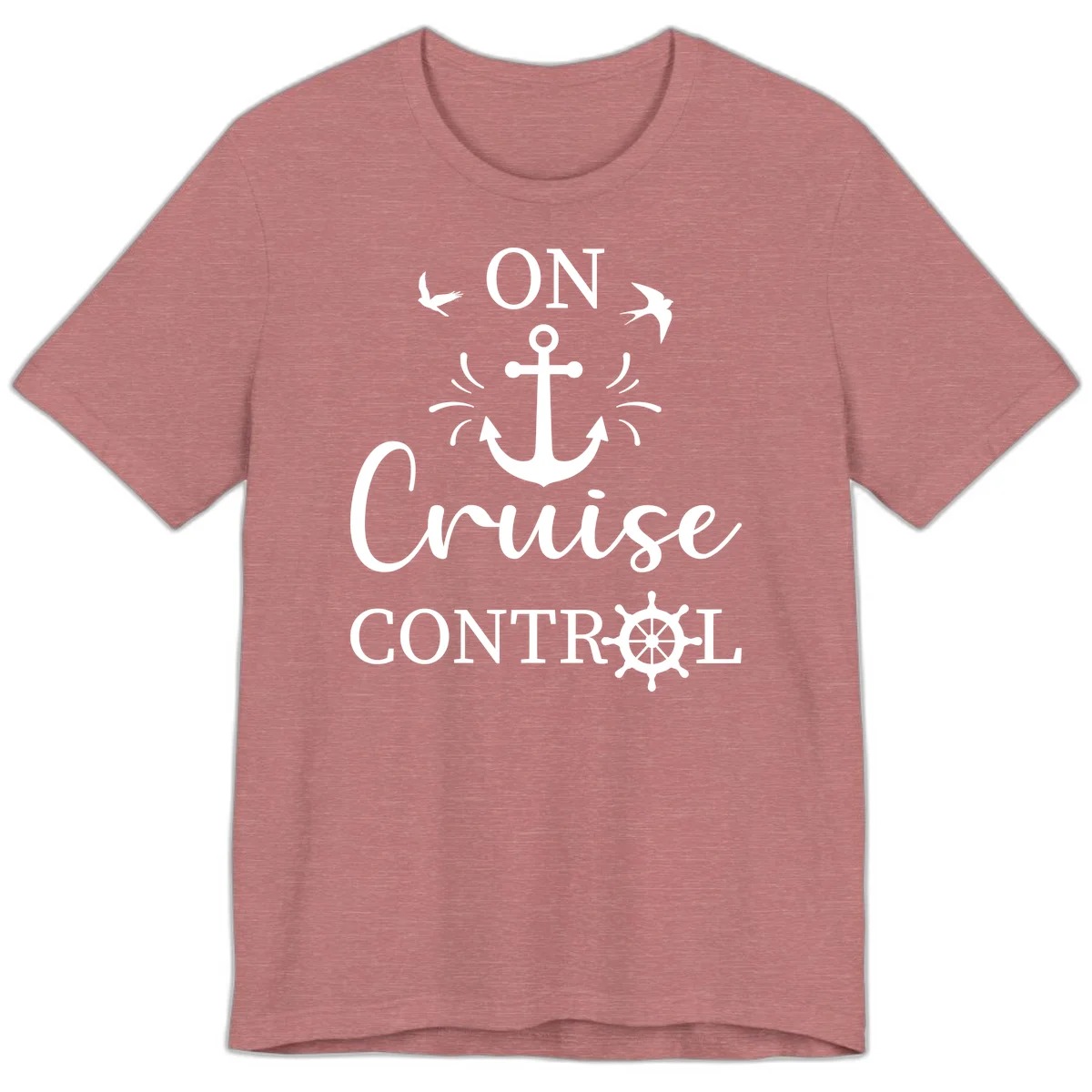 On Cruise Control Nautical Anchor Premium T-Shirt in Heather Mauve